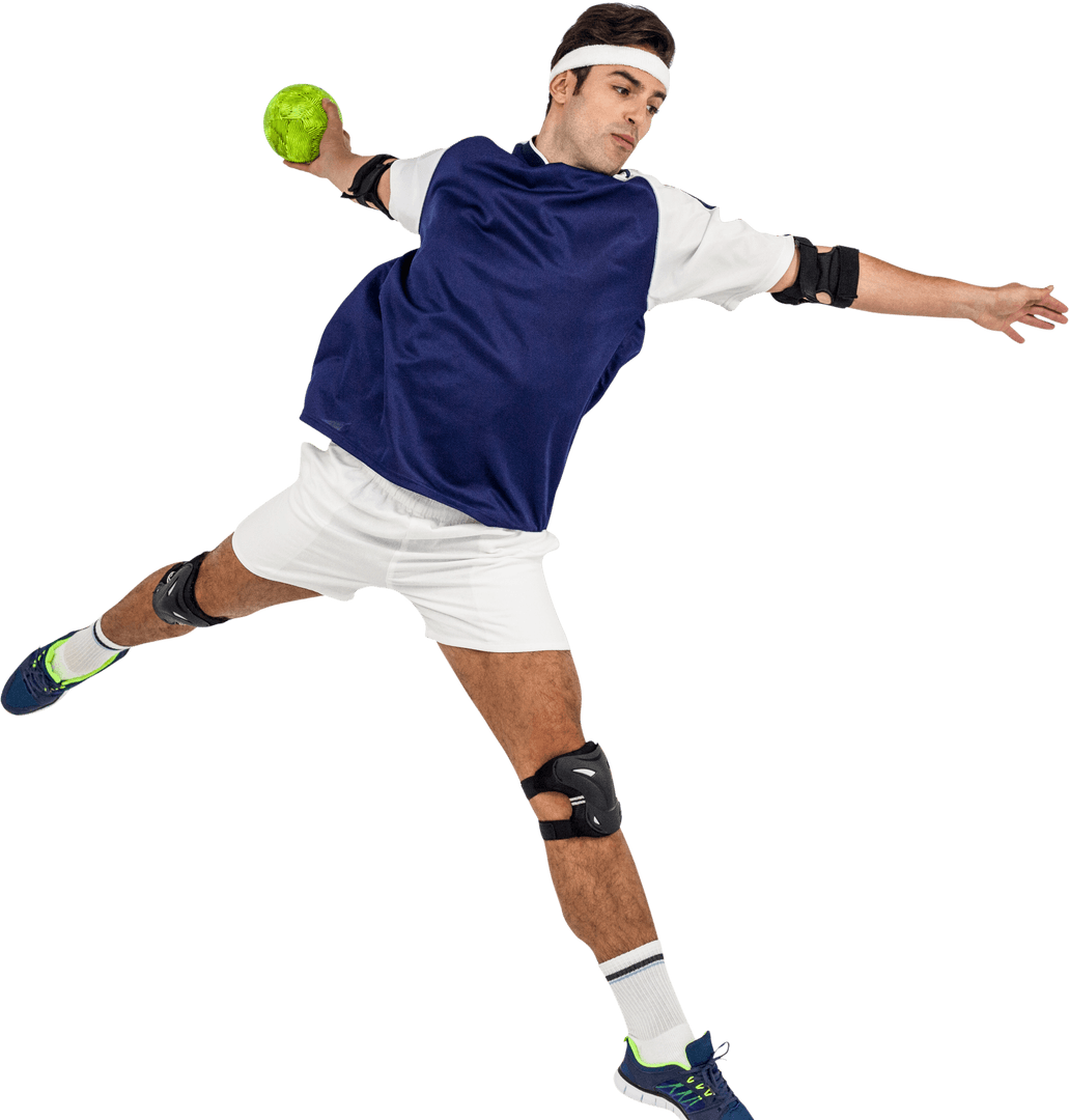 Sportsman Throwing Ball Mid-air with Dynamic Energy