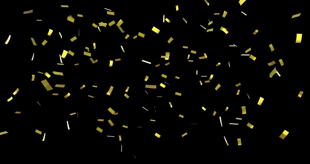 Gold Confetti Falling Against Black Background Sparkling Celebration - Free Images, Stock Photos and Pictures on Pikwizard.com