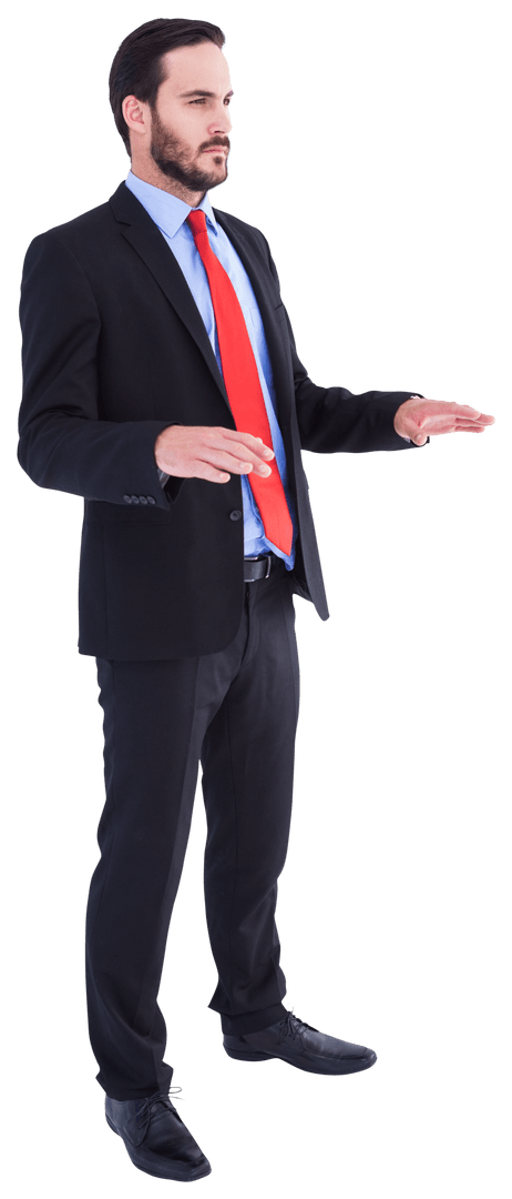 Transparent Businessman Frowning, Gesturing Hand Presentation
