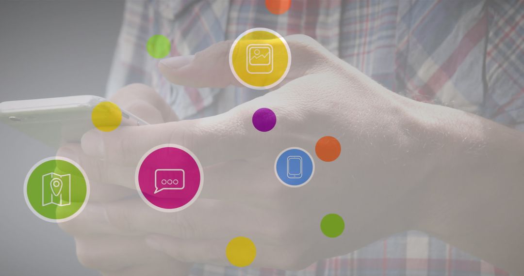 Man Engaging with Digital Technology using Smartphone Interface