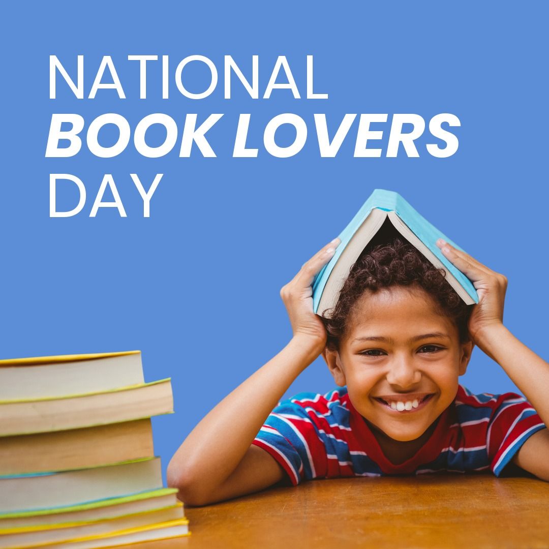 Composite of national book lovers day text and portrait of smiling biracial boy with books on table - Download Free Stock Templates Pikwizard.com