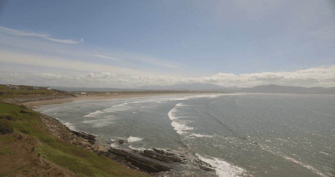 Transparent Ocean View Bright Blue Sky Rolling Waves Scenic Beach