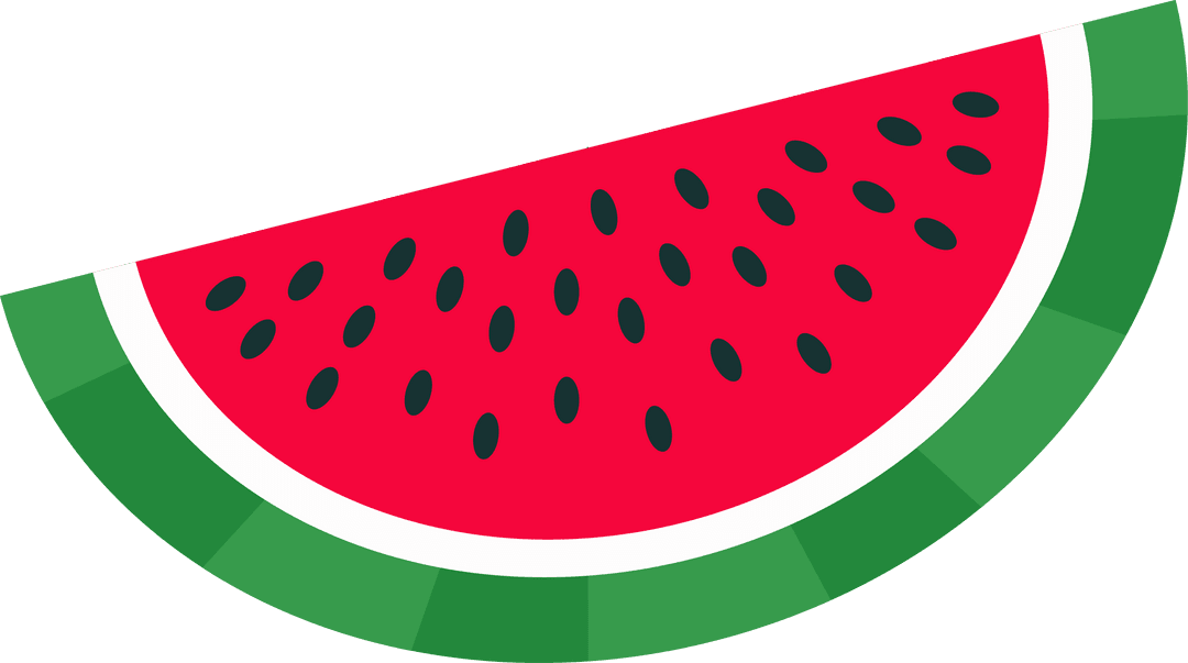Flat Stylized Watermelon Slice on Transparent Background