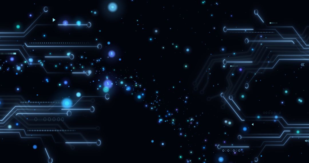 Futuristic Circuit Board with Glowing Elements on Digital Background