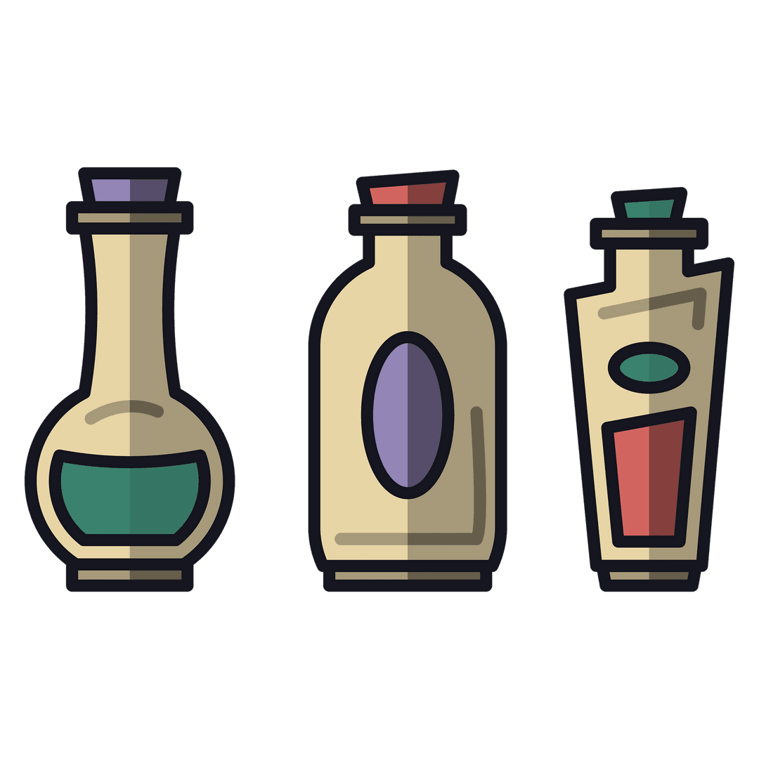 Transparent Illustration of Corked Bottles with Copy Space