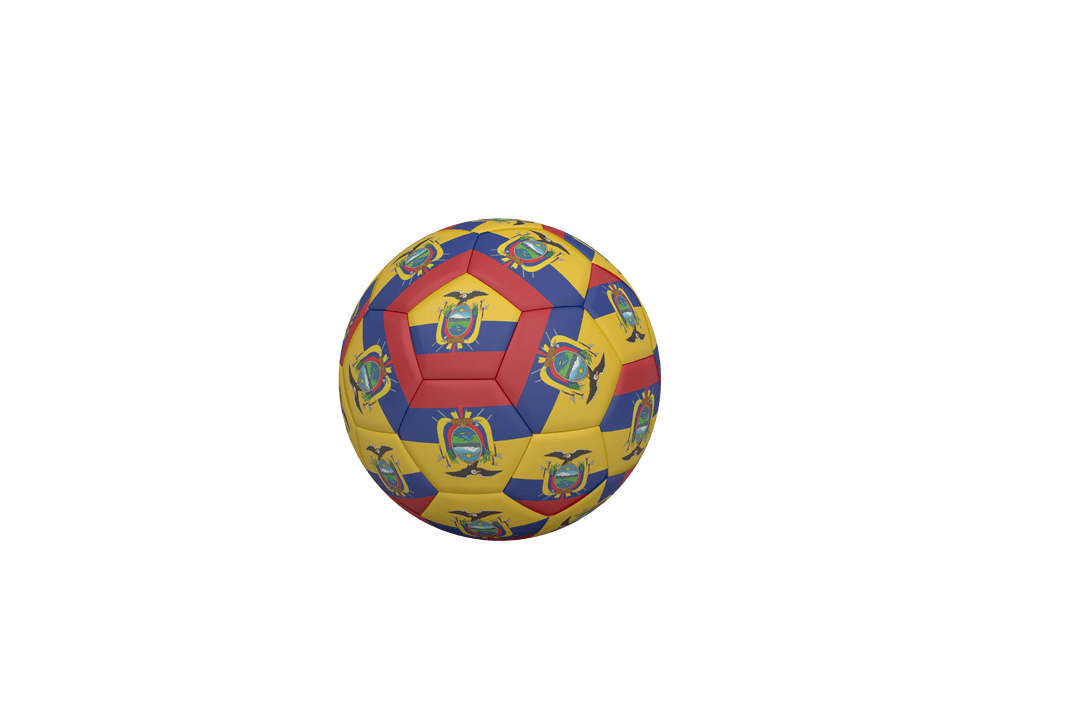 Transparent Ecuador Flag Soccer Ball on Isolated Background