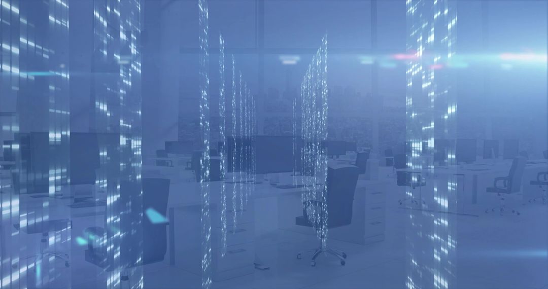 Futuristic Digital Network in Modern Workspace