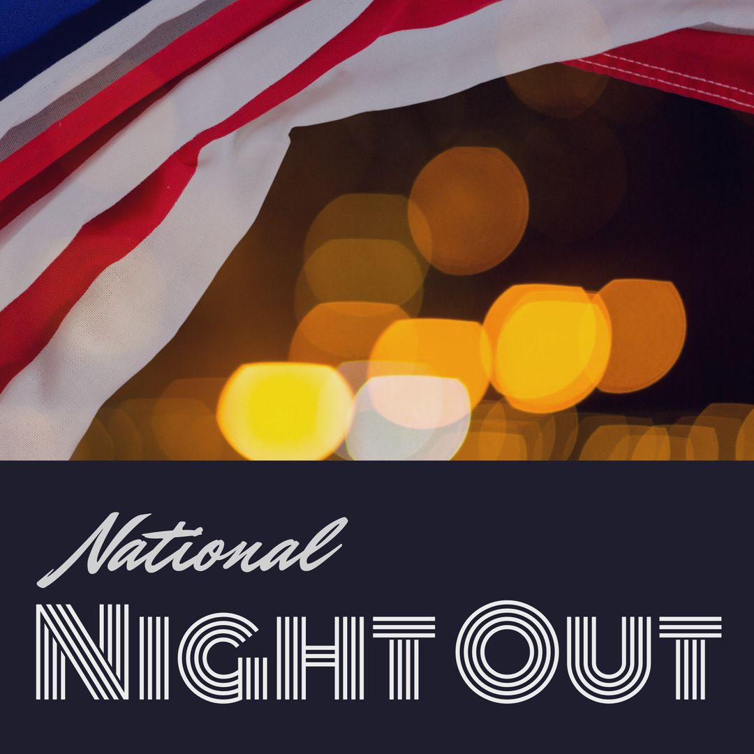 National Night Out Celebration with American Flag and Lights