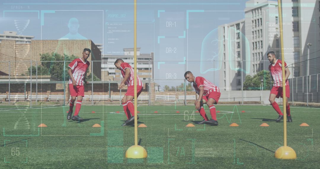 High-Tech Training with Football Players on Field