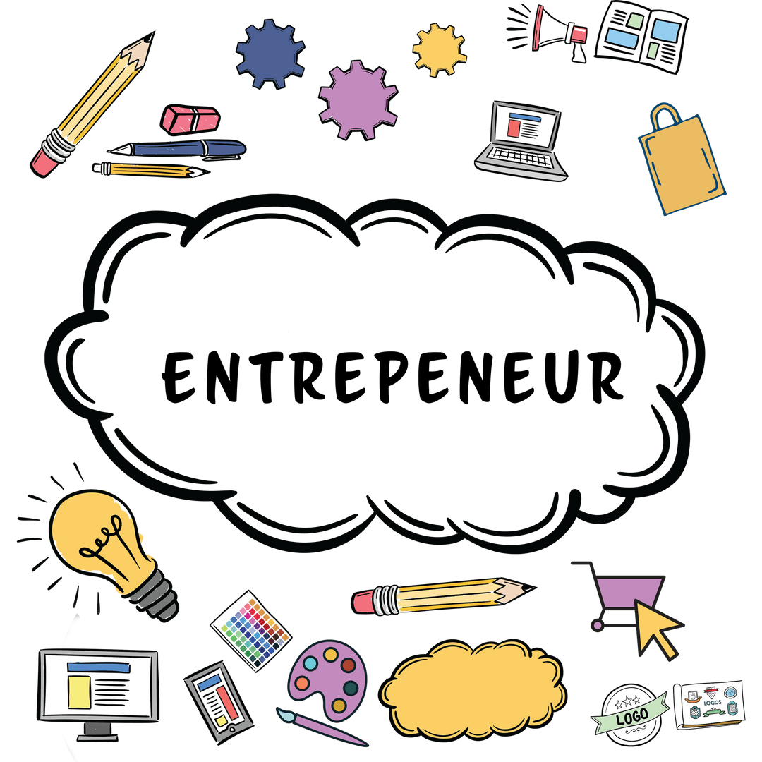 Entrepreneurship Text Concept with Business Icons on Transparent Background