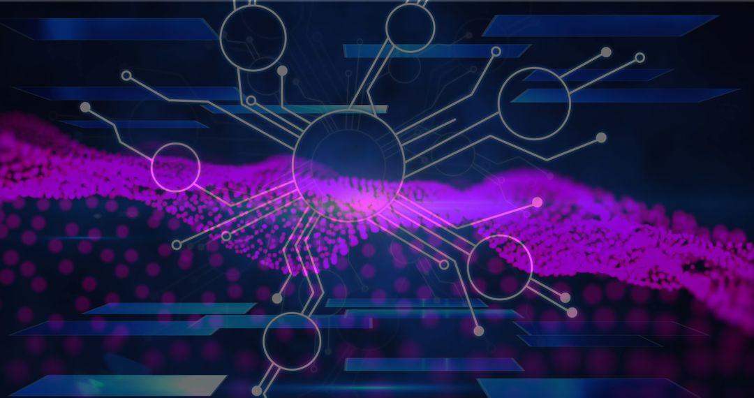 Futuristic Digital Network with Neon Highlights