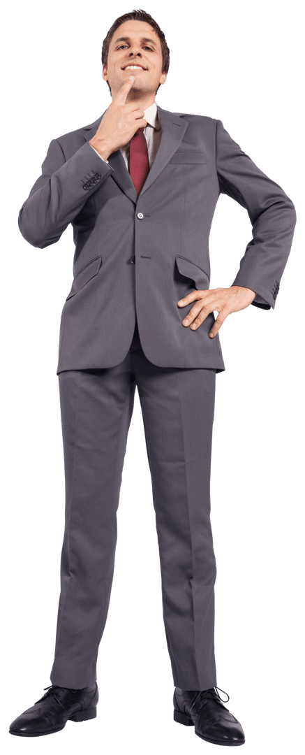 Confident Caucasian Businessman in Elegant Suit on Transparent Background