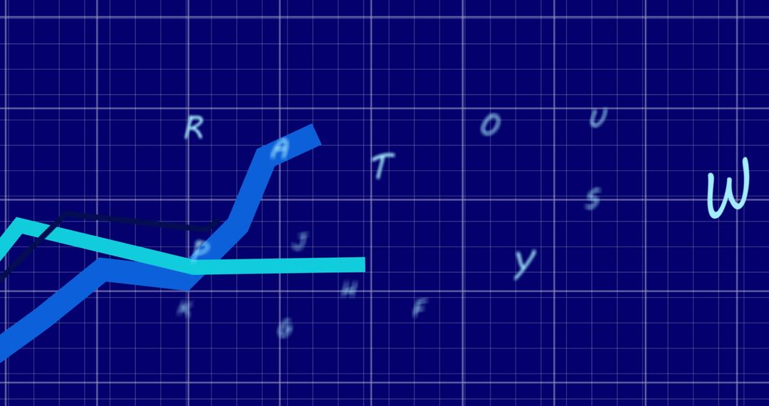 Abstract Blue Graphical Financial Analysis on Grid Background