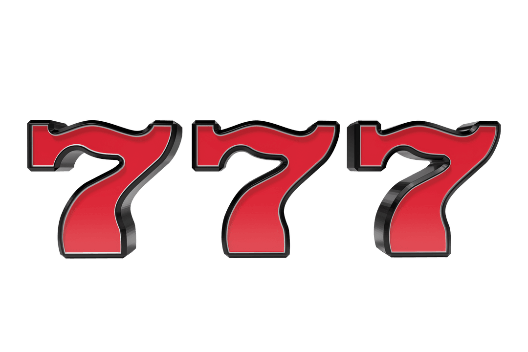 Slot Machine Red 777 Numbers on Transparent Background