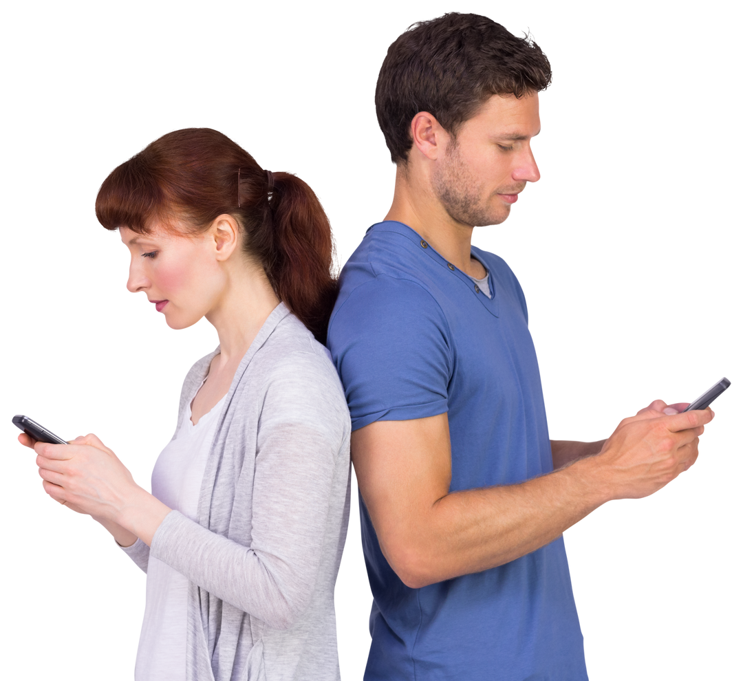 Couple Texting Back to Back on Transparent Background - Download Free Stock Images Pikwizard.com