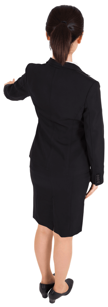 Asian Businesswoman Pointing from Back Transparent Background