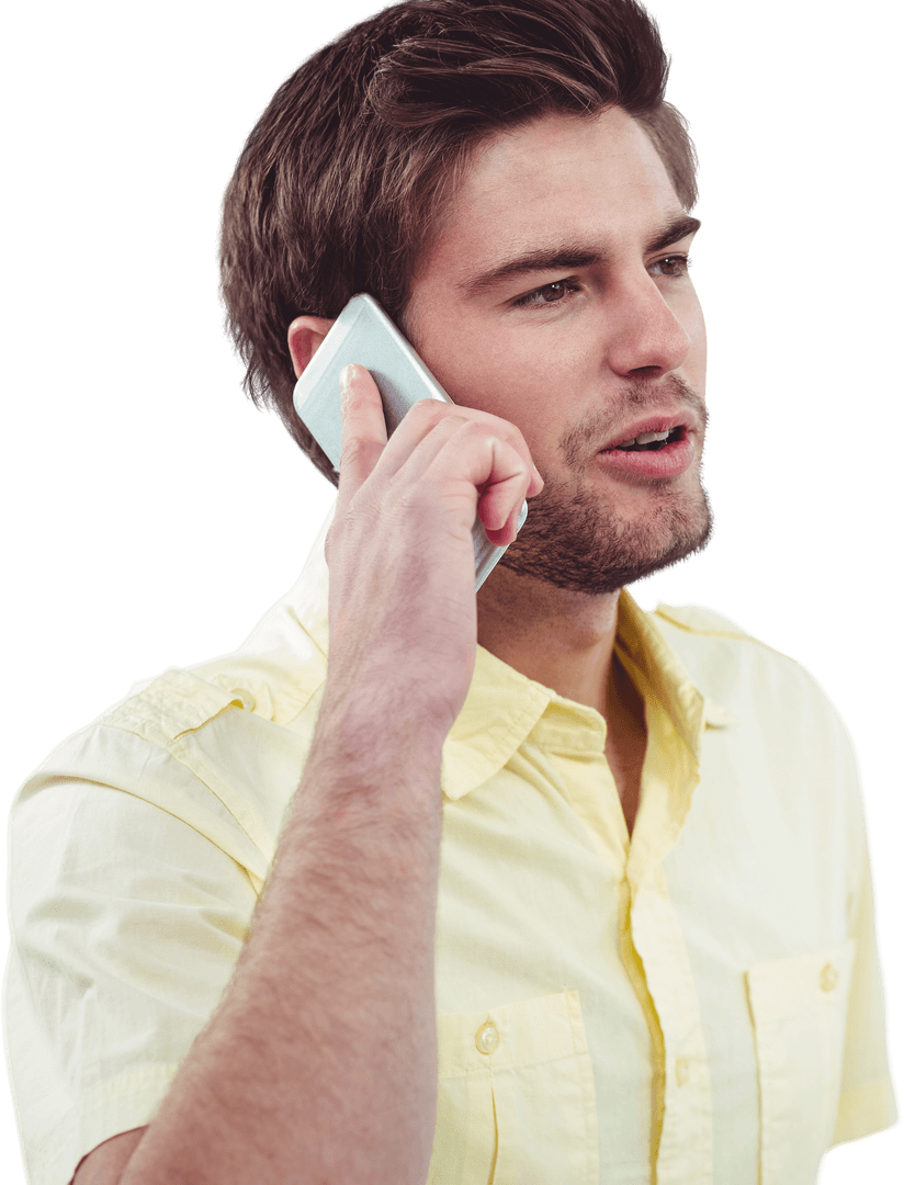 Caucasian Man Speaking on Smartphone Lifestyle Transparent Background