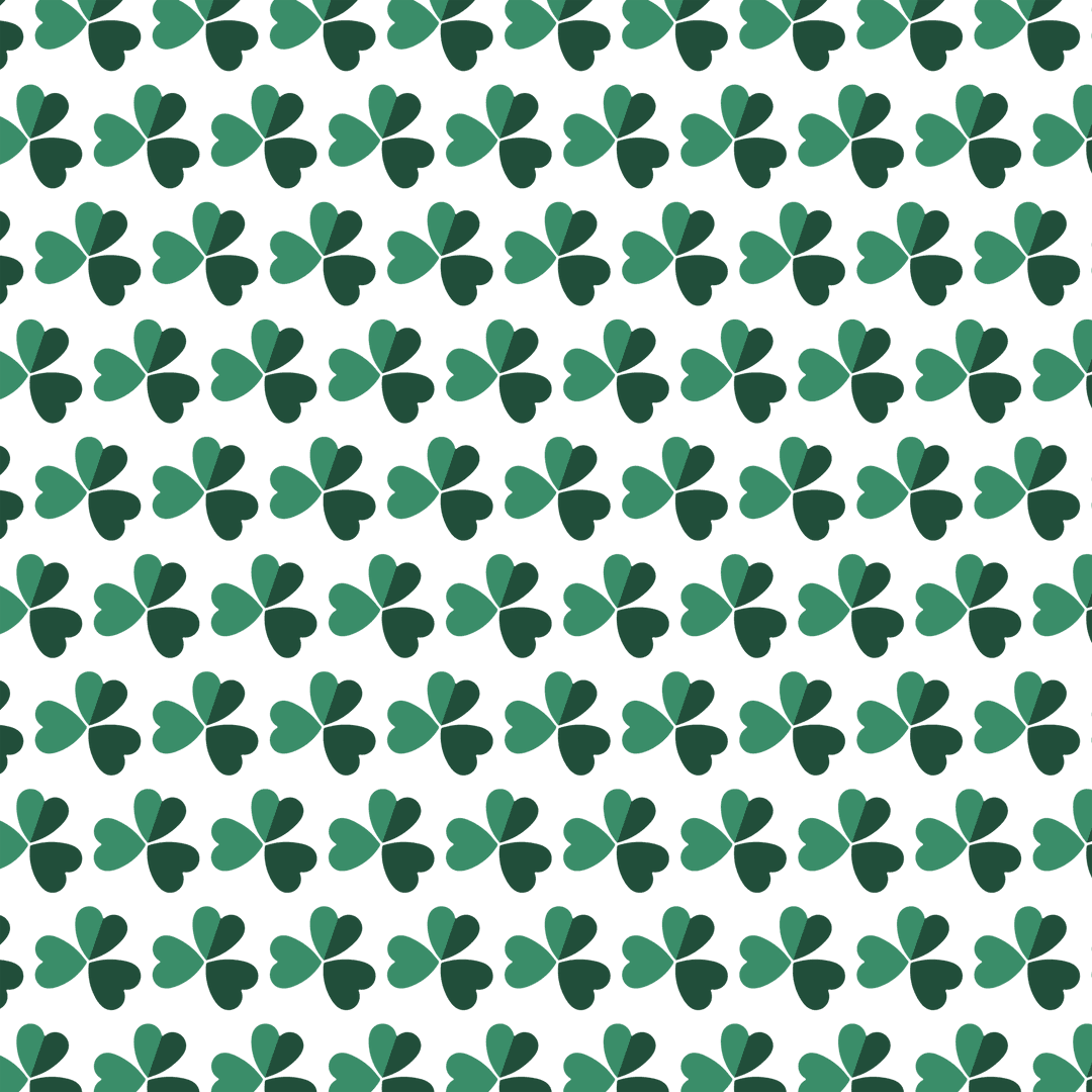 Transparent Green Hearts and Clovers Pattern with Vector Design