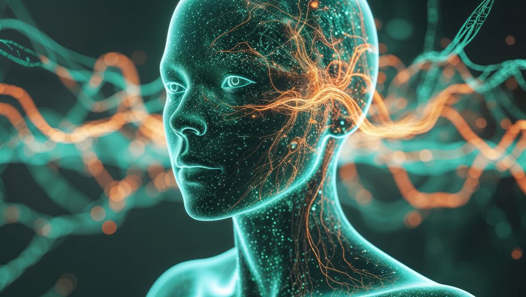 Cybernetic Headforward Vision with Glowing Neural Connections
