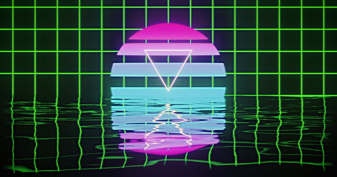 Retro Futuristic Vibe with Neon Elements and Reflection