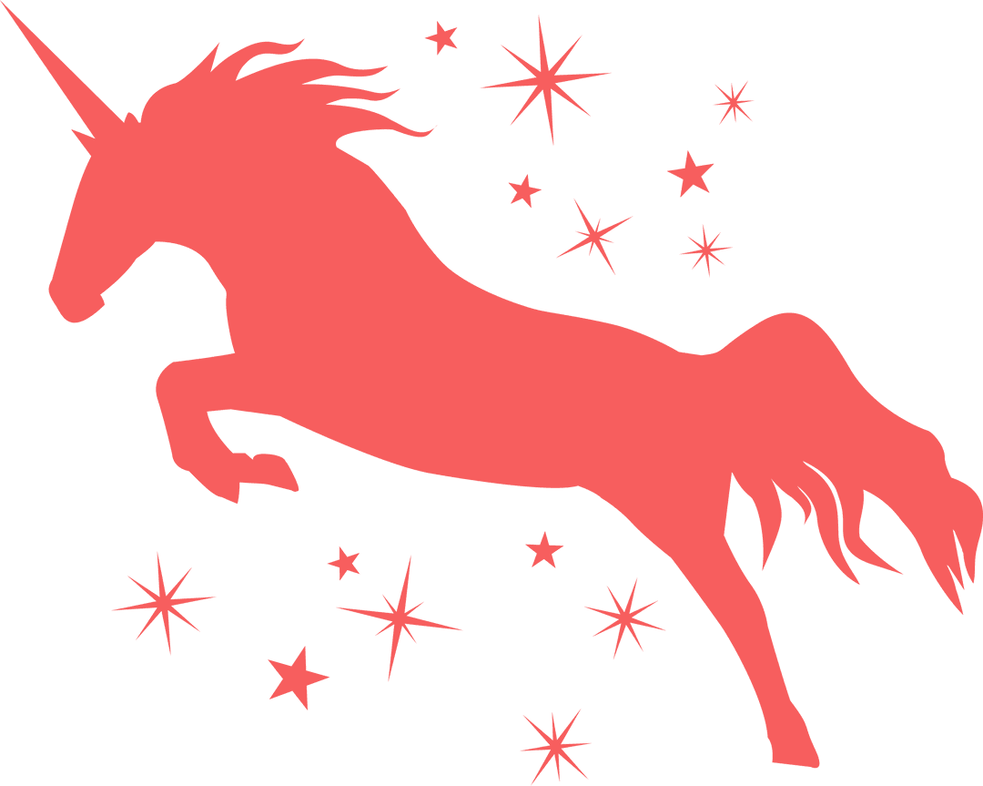 Transparent Pink Unicorn with Stars Illustration for Fairy Tale Design