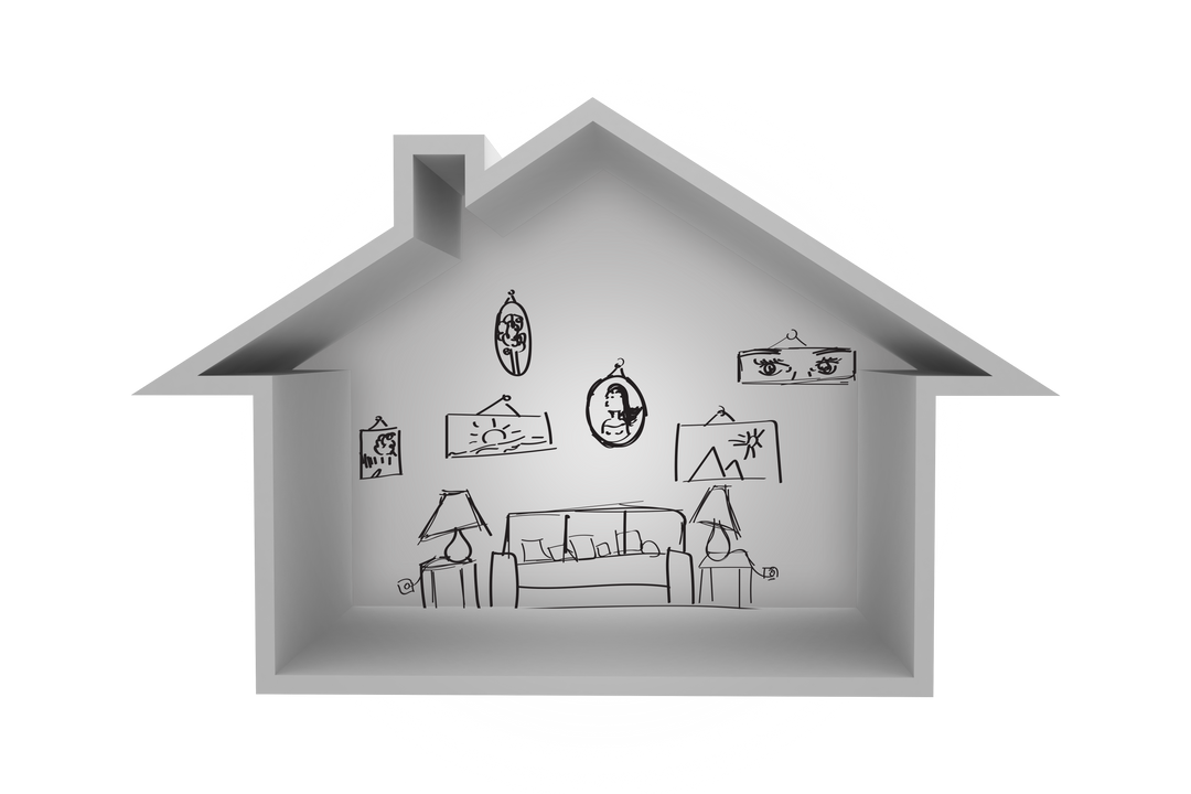 Digital Illustration of House with Wall Drawings on Transparent Background - Download Free Stock Images Pikwizard.com