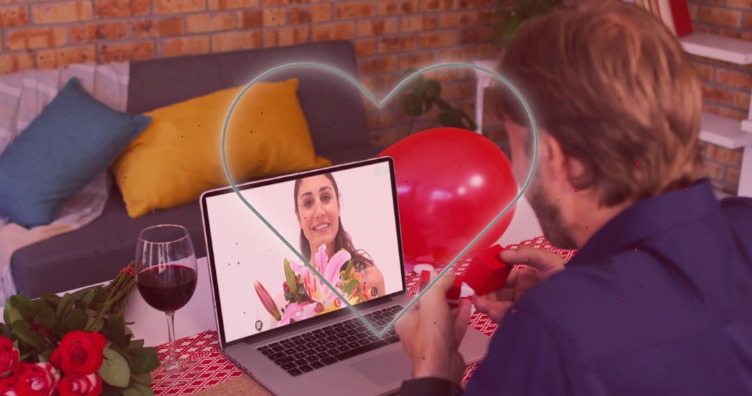 Romantic Virtual Date with Heart Balloon Decor