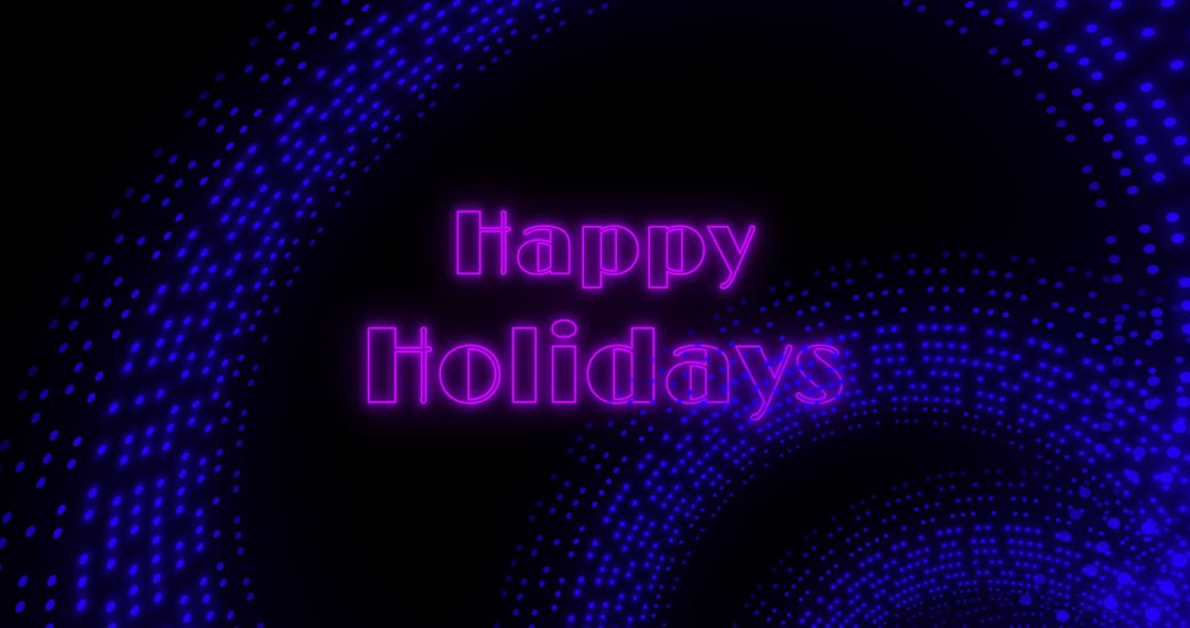 Futuristic Holiday Greetings with Neon Lights in Cosmic Tunnel