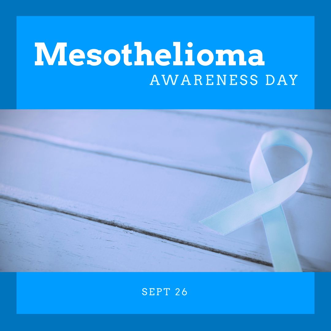 Mesothelioma Awareness Day Poster with Blue Ribbon on Blue Wooden Background - Download Free Stock Templates Pikwizard.com