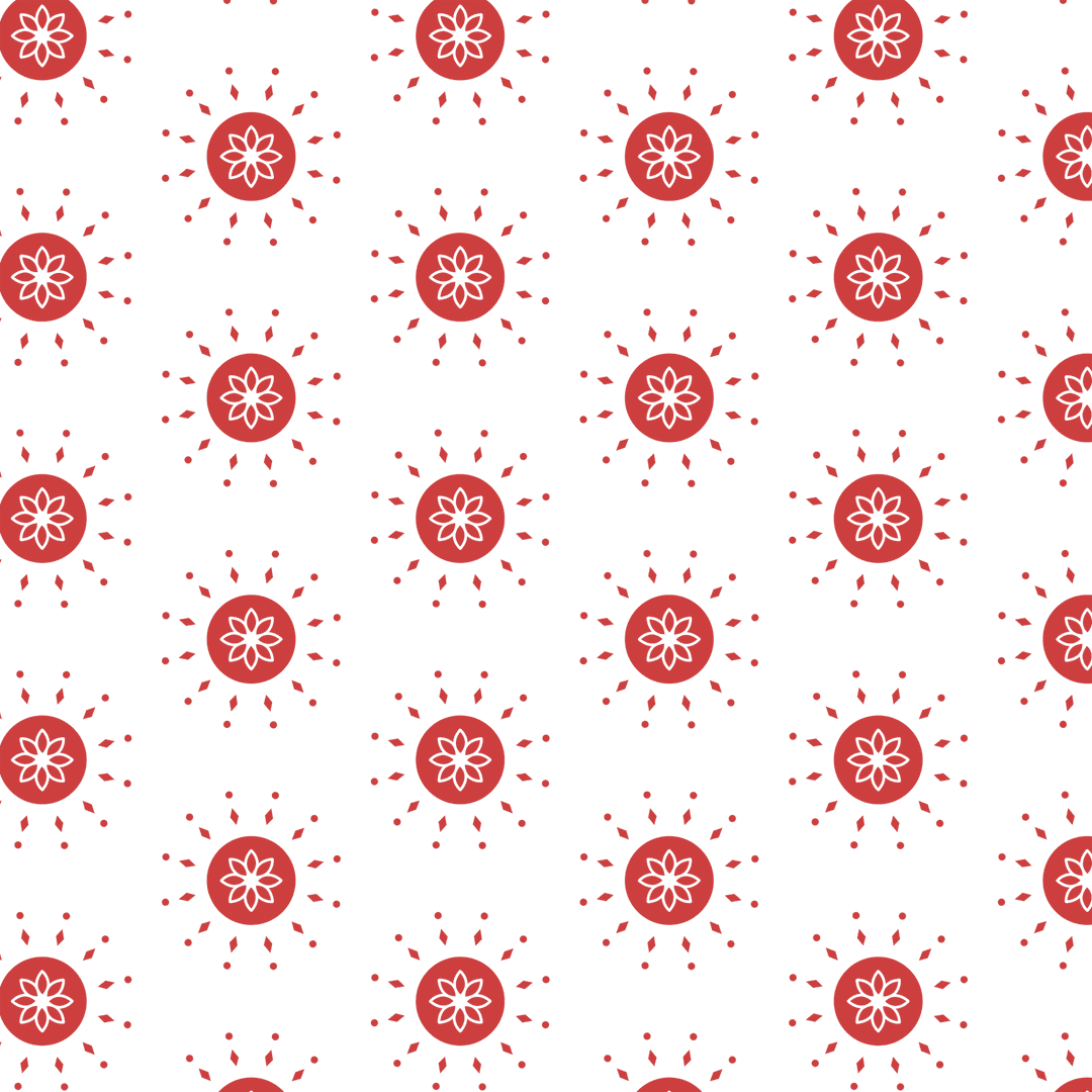 Seamless Red Pattern with Repeated Circular Shapes on Transparent Background