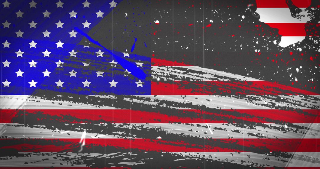 Distressed American Flag with Artistic Brush Effect