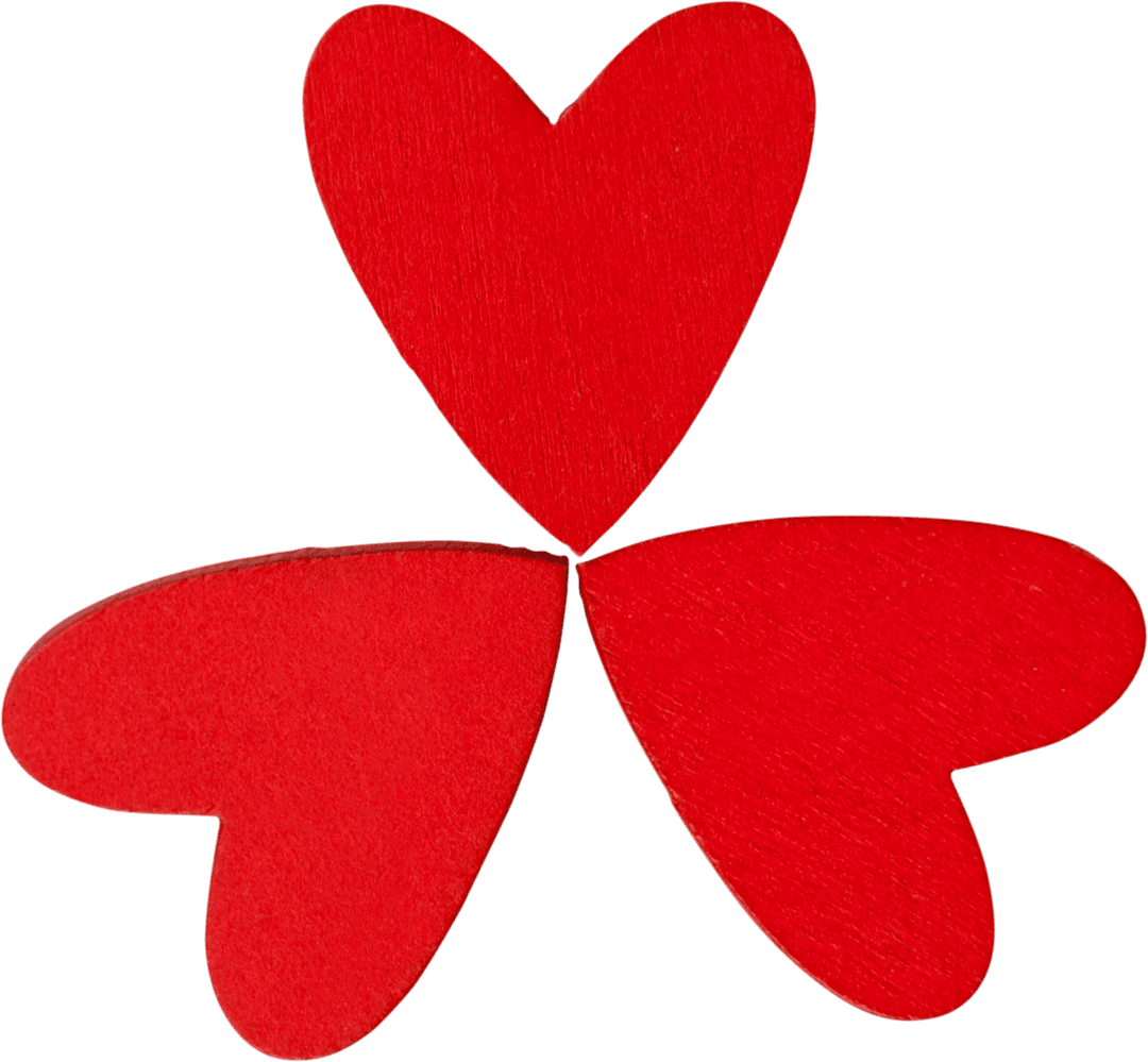 Red Heart Shaped Clover Leaf on White Background Transparent