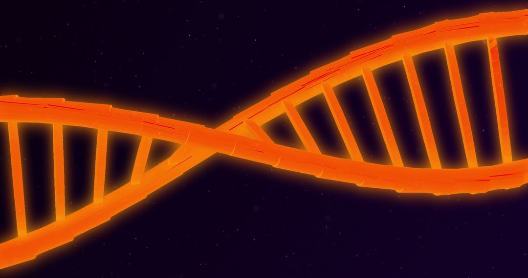 3D Glowing DNA Double Helix Against Black Background
