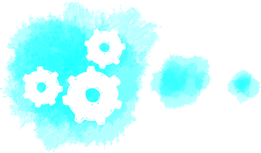 Blue Clouds with Gears on Transparent Background for Tech Cooperation Concepts