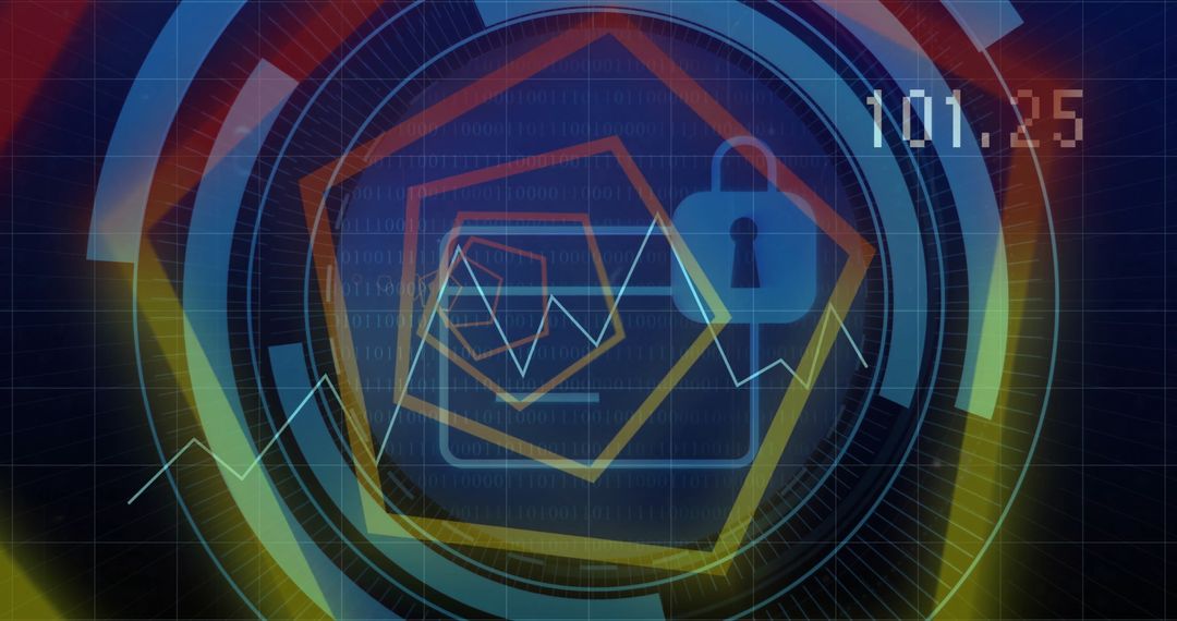 Cybersecurity Icon Over Digital Data Background