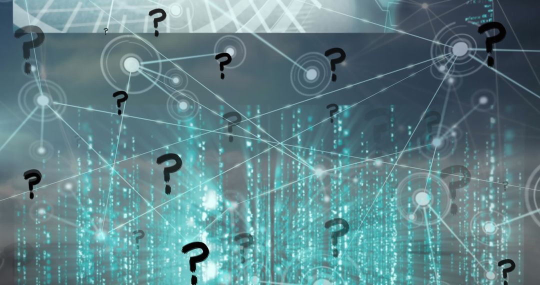 Digital Connections with Question Marks Illustrate Network Mystery