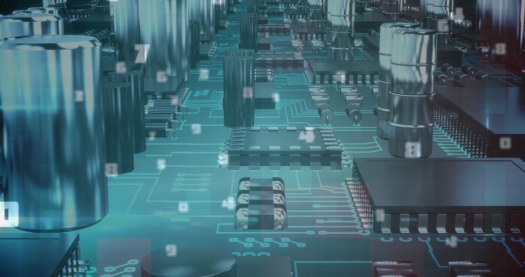 Futuristic Circuit Board Concept with Digital Data Flowing