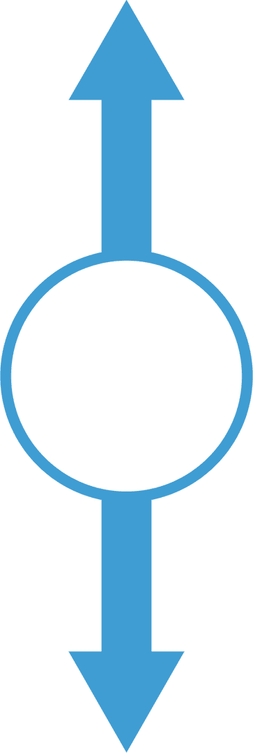 Blue Arrow and Circle Symbol on Transparent Background