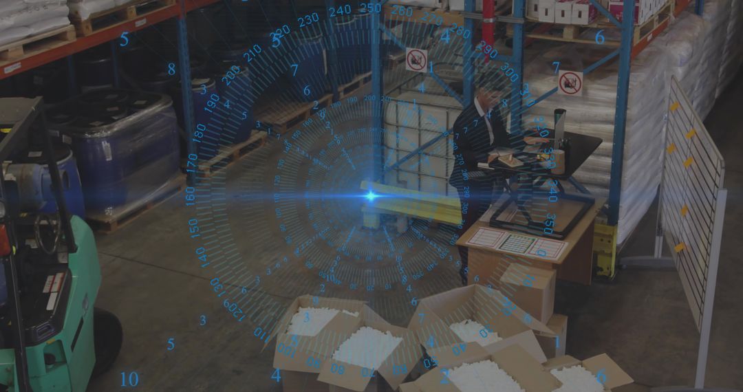 Warehouse Supervisor Managing Inventory with Technological Integration