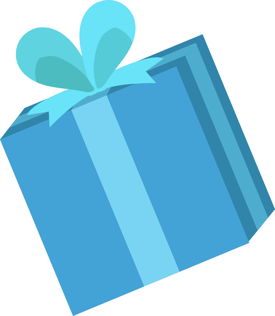 3D Stylized Blue Gift Box with Elegant Light Blue Ribbon