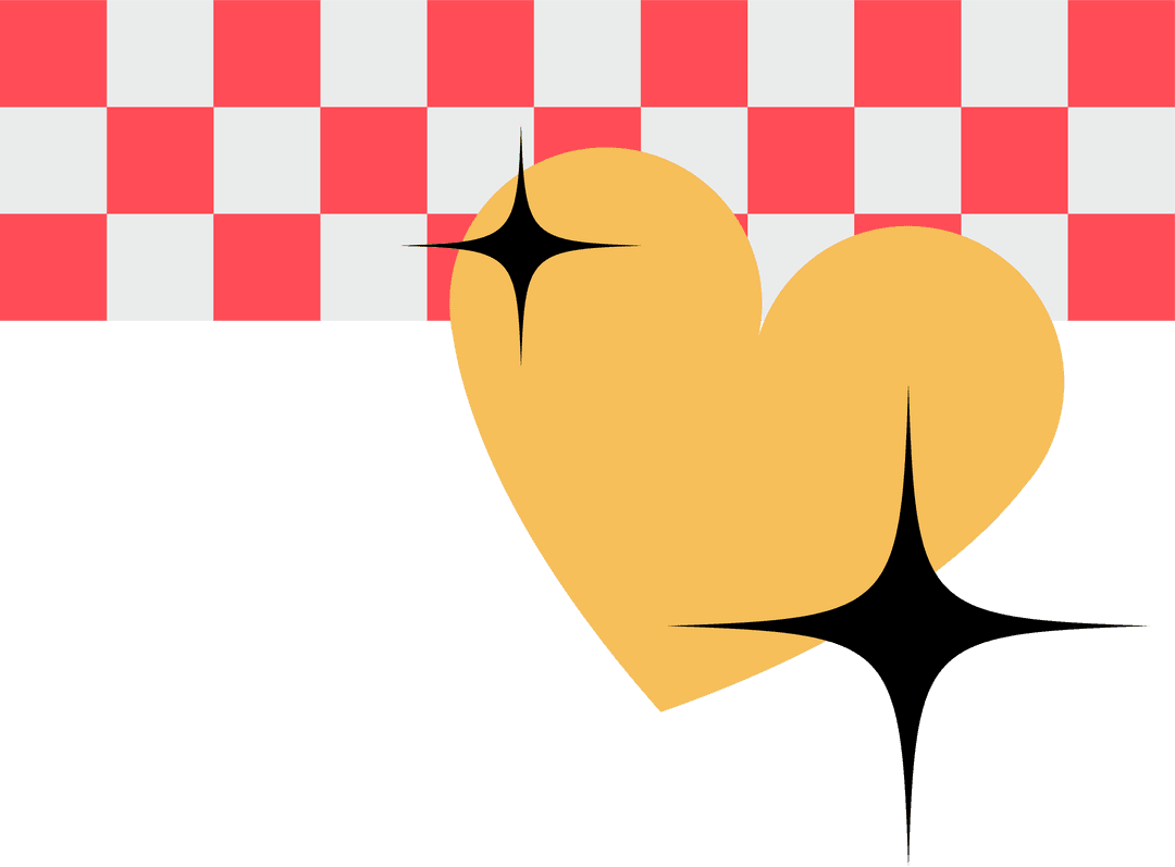 Flat Golden Heart with Black Sparkles on Transparent Background