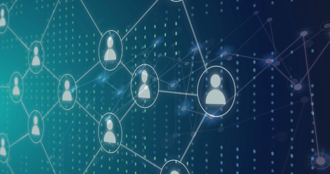 Digital Network Illustration with Human Icons and Data Connections