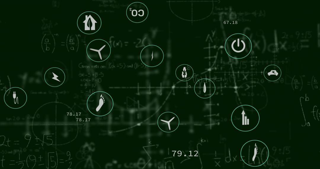 Virtual Energy Dashboard with Green Energy Metrics Icons