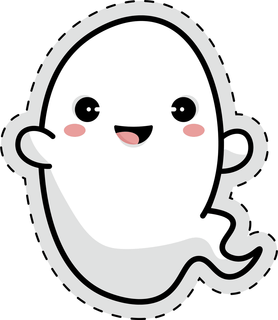 Cute Transparent Happy Ghost Illustration for Halloween