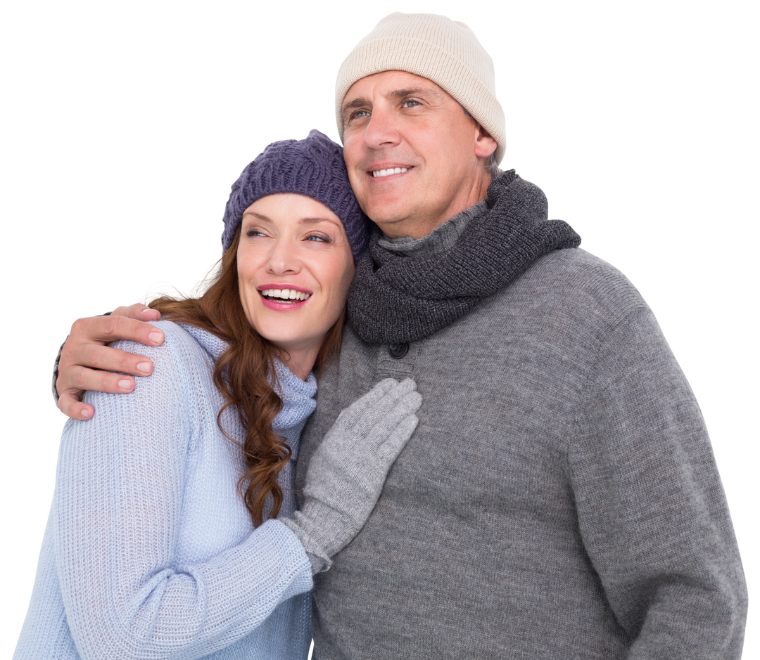 Smiling Couple in Warm Clothing Transparent Background - Download Free Stock Images Pikwizard.com