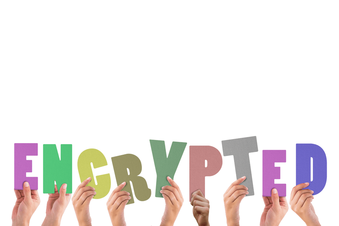 Transparent display of encrypted letters held by diverse hands