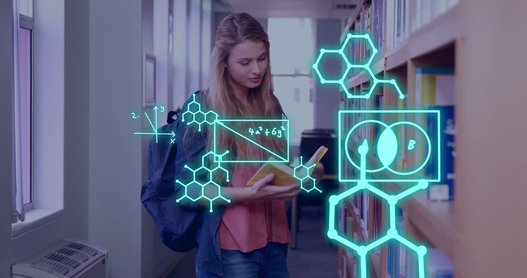 Student Exploring Digital Scientific Concepts in Library