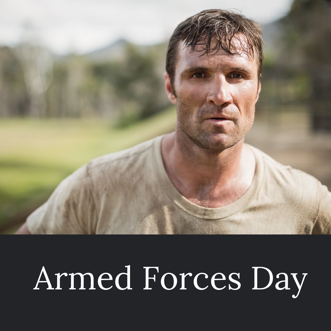 Caucasian Army Soldier Honoring Armed Forces Day