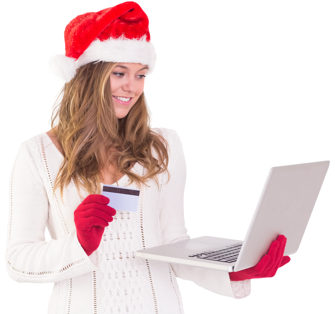 Transparent Background Festive Woman Shopping Online with Laptop - Download Free Stock Images Pikwizard.com