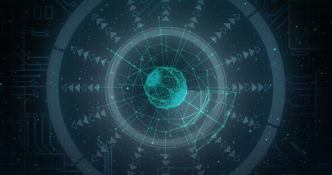 Futuristic Holographic Interface with Wireframe Sphere